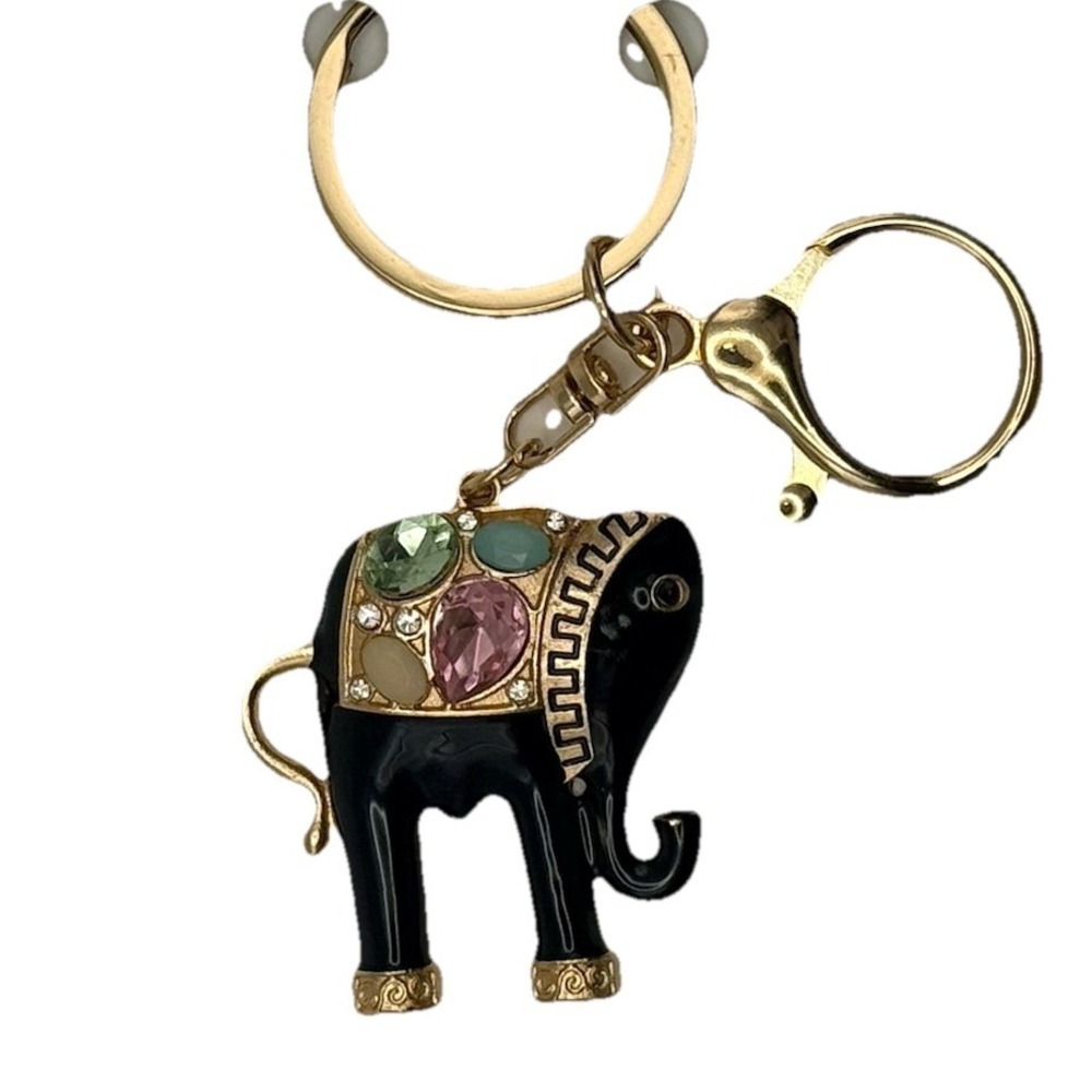 Elephant Rhinestone Gold Keychain Purse Backpack Charm